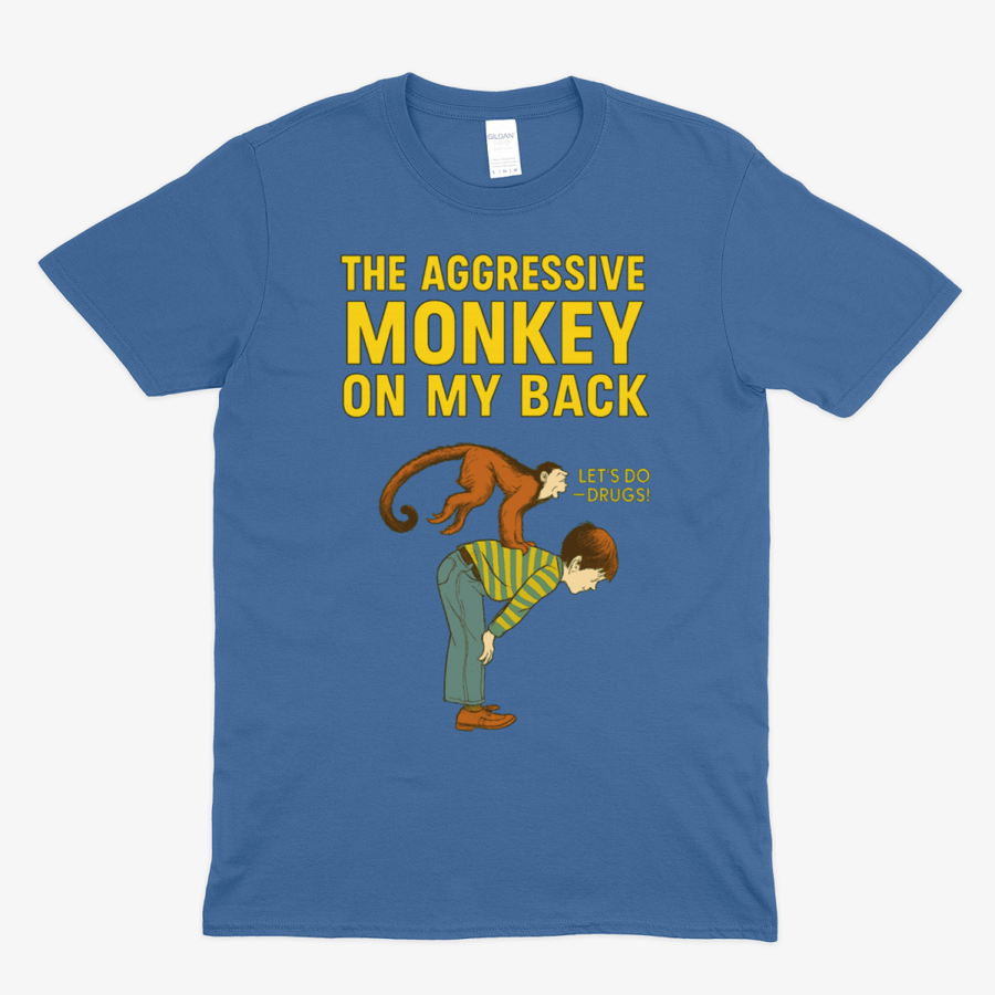 True Insights T-Shirt Aggressive Monkey on My Back Vintage-Motiv in Royal mit humorvollem Affen-Design