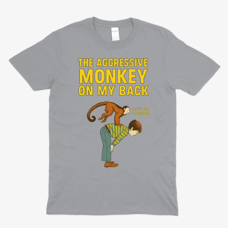 True Insights Satire T-Shirt Aggressive Monkey Retro-Motiv in Sport Grey mit frechem Affen-Print