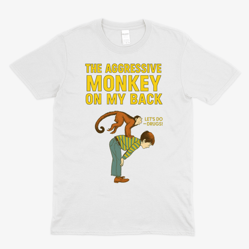 🐒 The Aggressive Monkey on My Back – Satire T-Shirt  im Retro-Stil