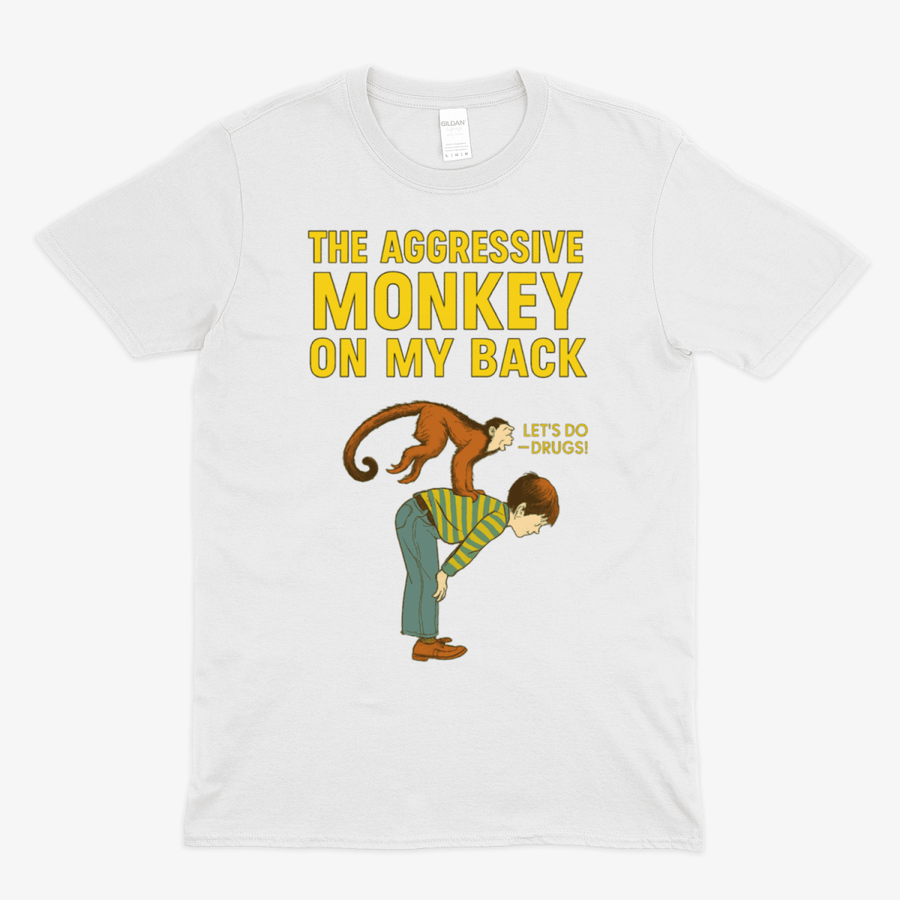 True Insights T-Shirt Aggressive Monkey on My Back Retro-Motiv in White mit satirischem Affen-Design
