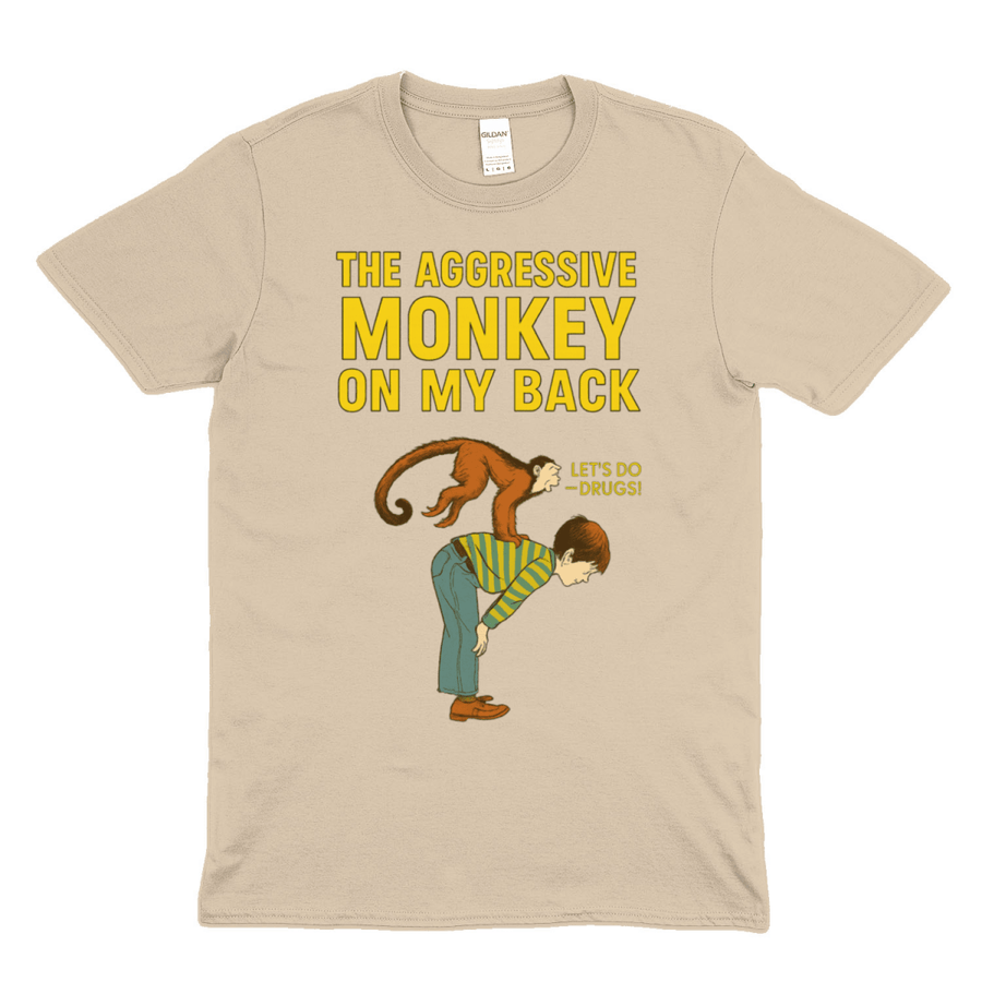 True Insights T-Shirt Aggressive Monkey on My Back im Retro-Stil in Natural mit satirischem Affen-Design