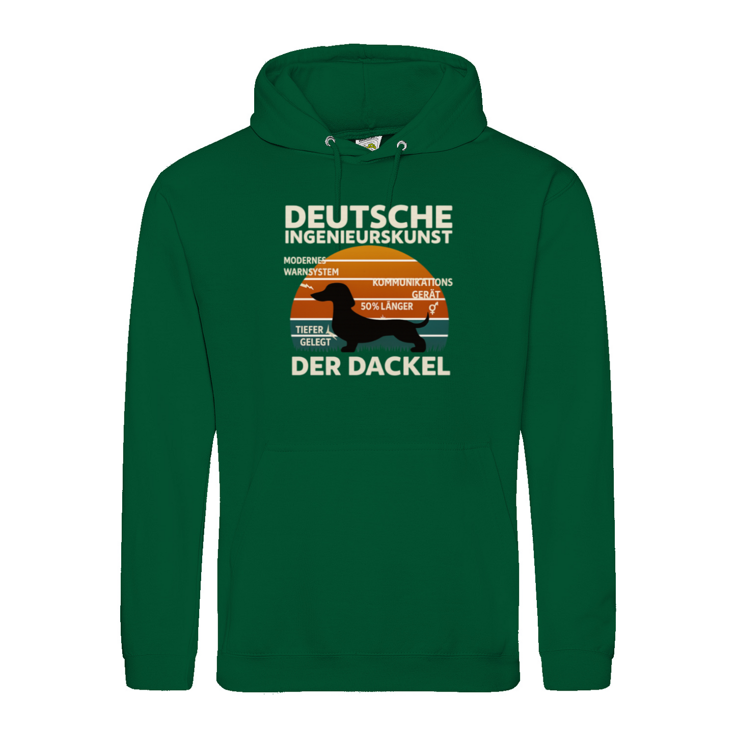 Deutsche Ingenieurskunst – Der Dackel | Satirisches Retro-Design mit Biss Hoodie
