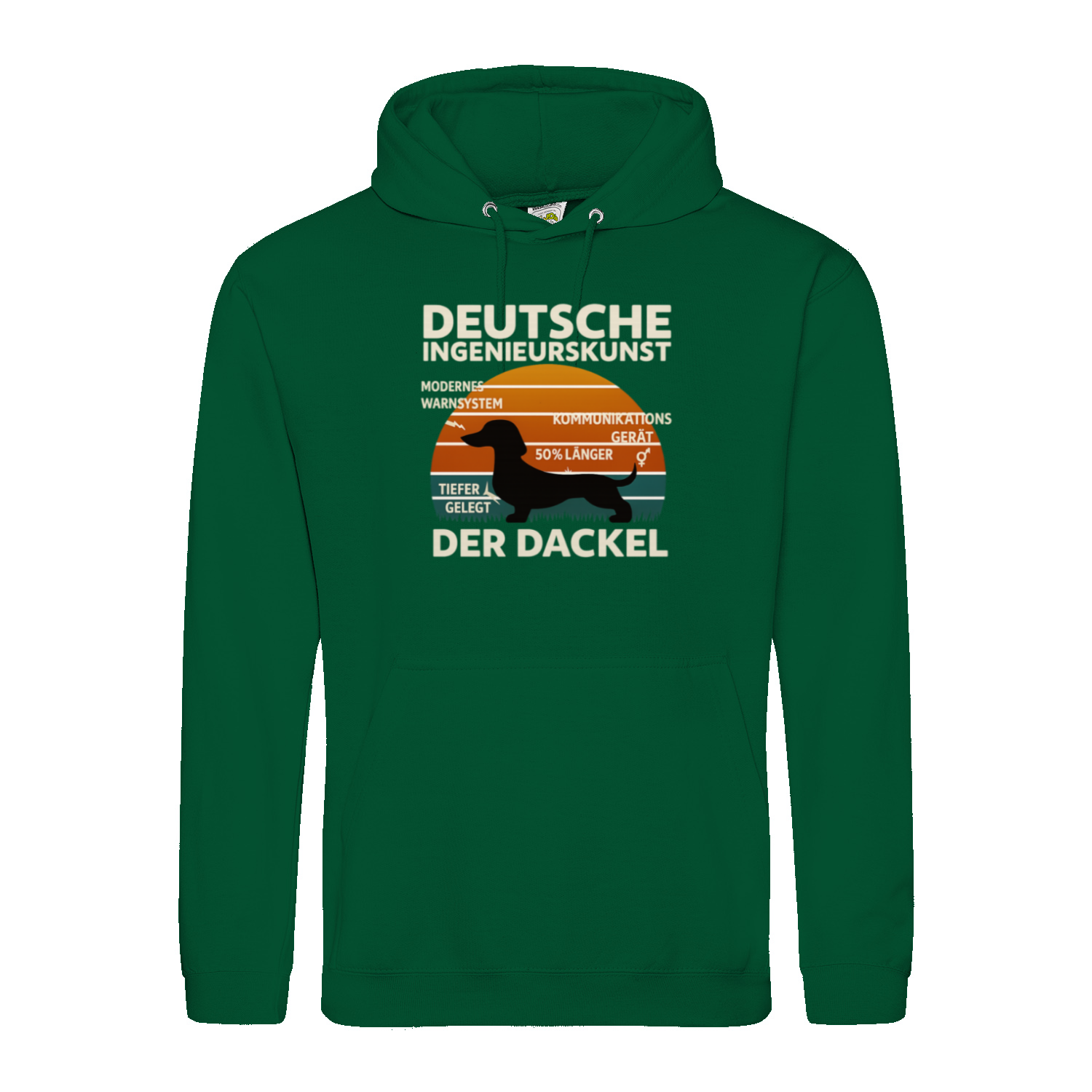 Deutsche Ingenieurskunst – Der Dackel | Satirisches Retro-Design mit Biss Hoodie