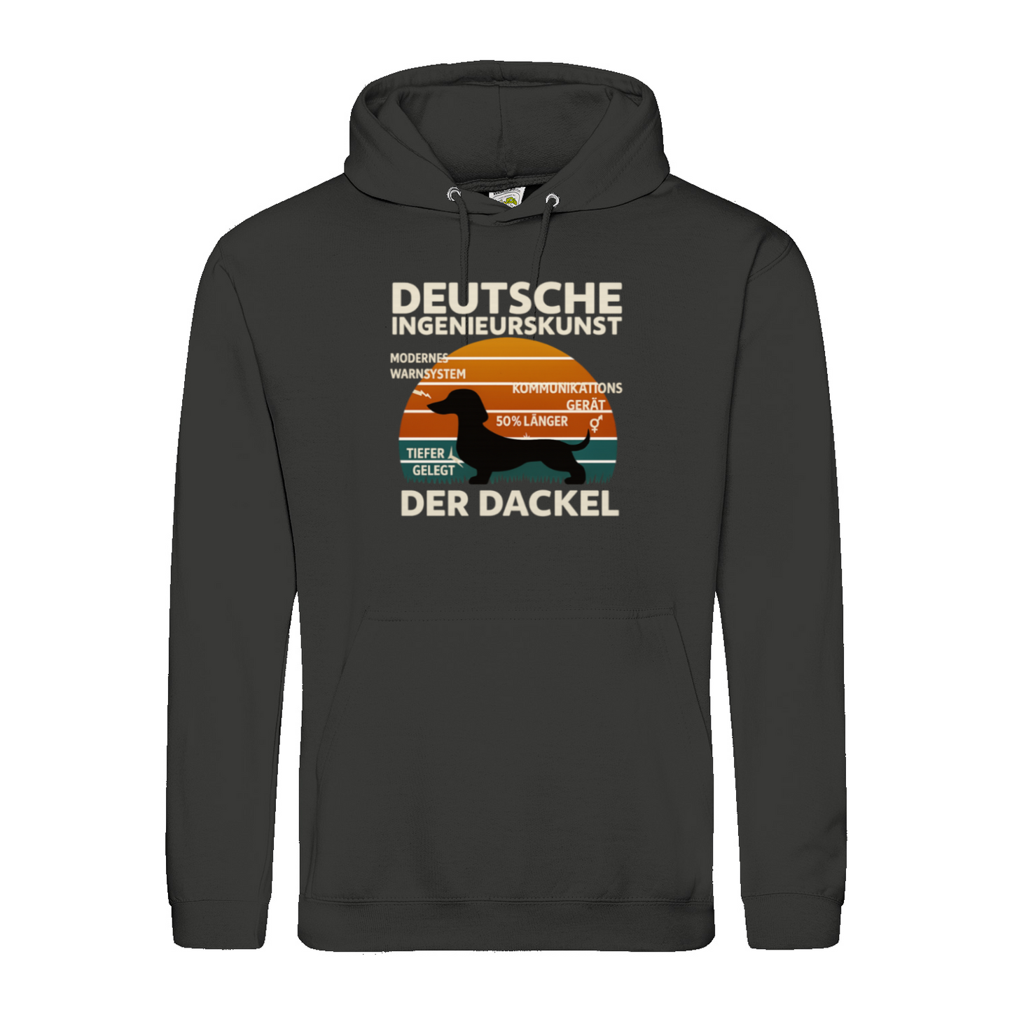 Deutsche Ingenieurskunst – Der Dackel | Satirisches Retro-Design mit Biss Hoodie
