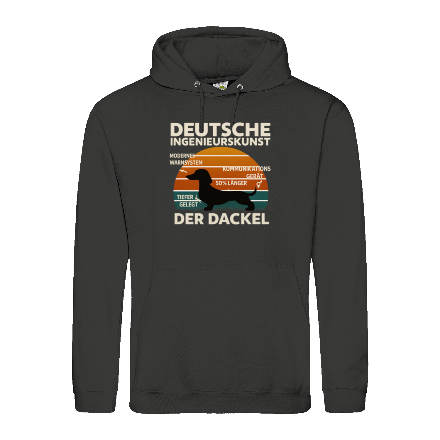 Deutsche Ingenieurskunst – Der Dackel | Satirisches Retro-Design mit Biss Hoodie