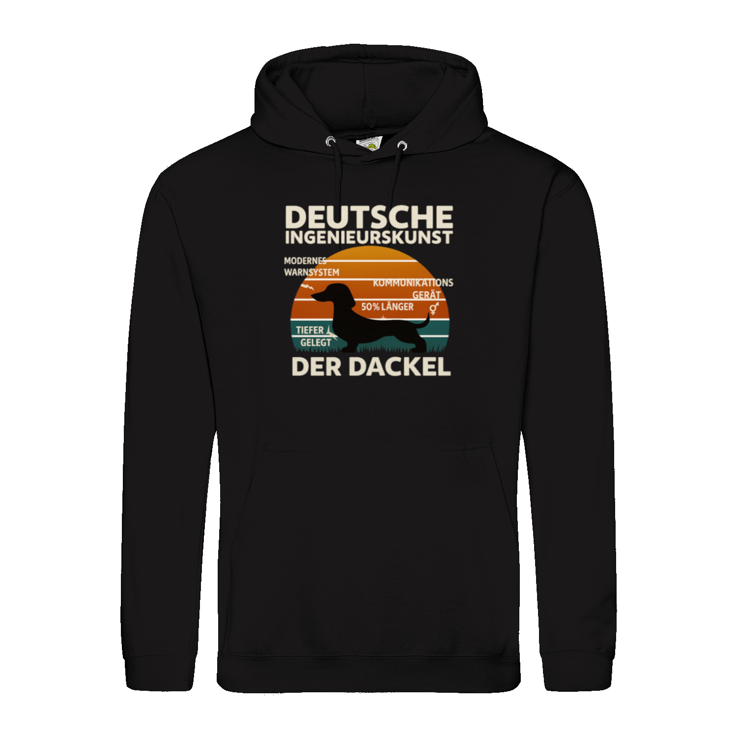 Deutsche Ingenieurskunst – Der Dackel | Satirisches Retro-Design mit Biss Hoodie
