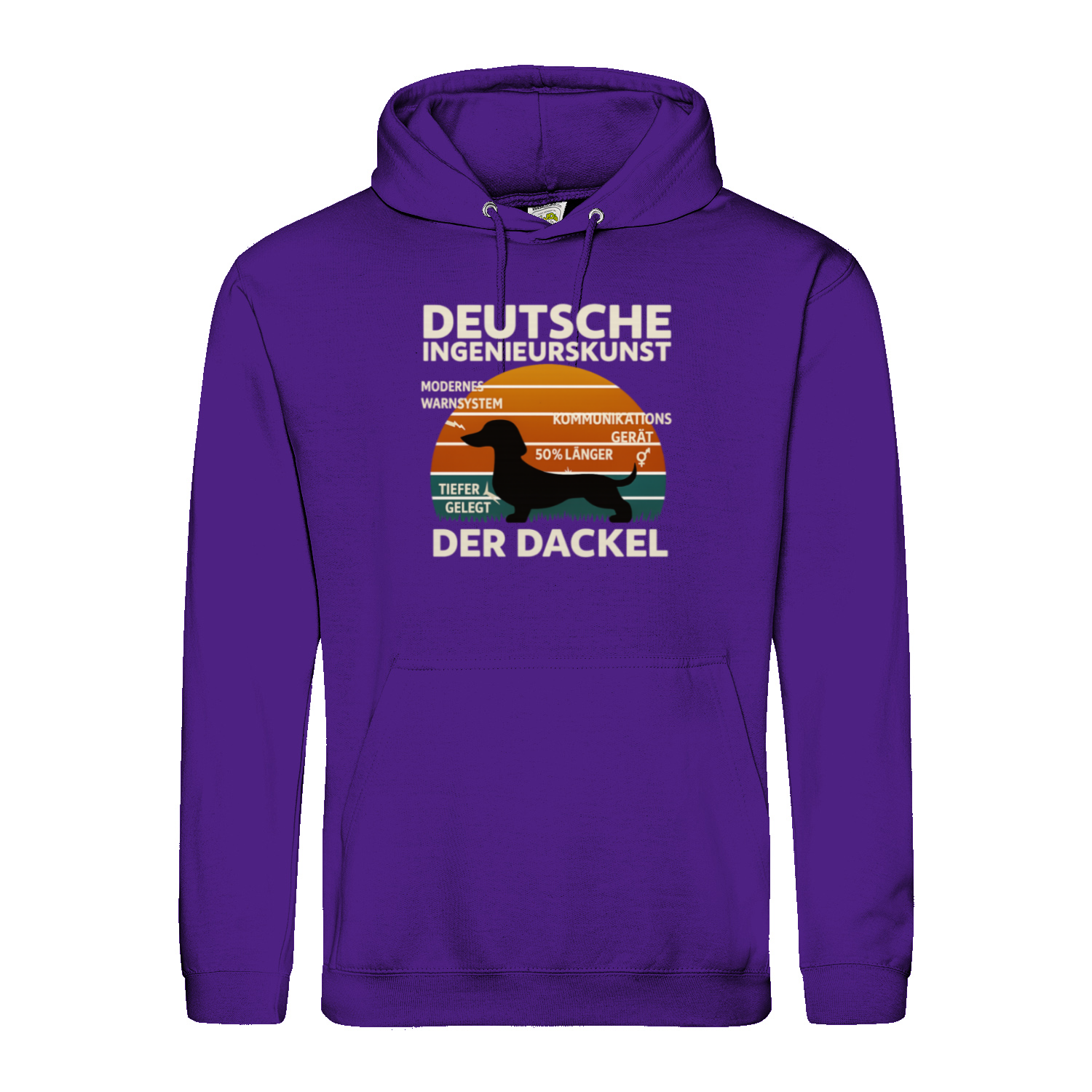Deutsche Ingenieurskunst – Der Dackel | Satirisches Retro-Design mit Biss Hoodie