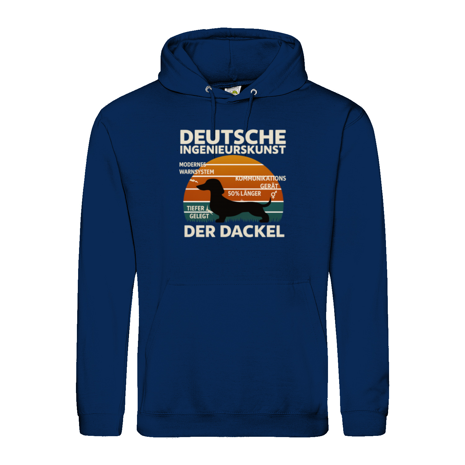 Deutsche Ingenieurskunst – Der Dackel | Satirisches Retro-Design mit Biss Hoodie