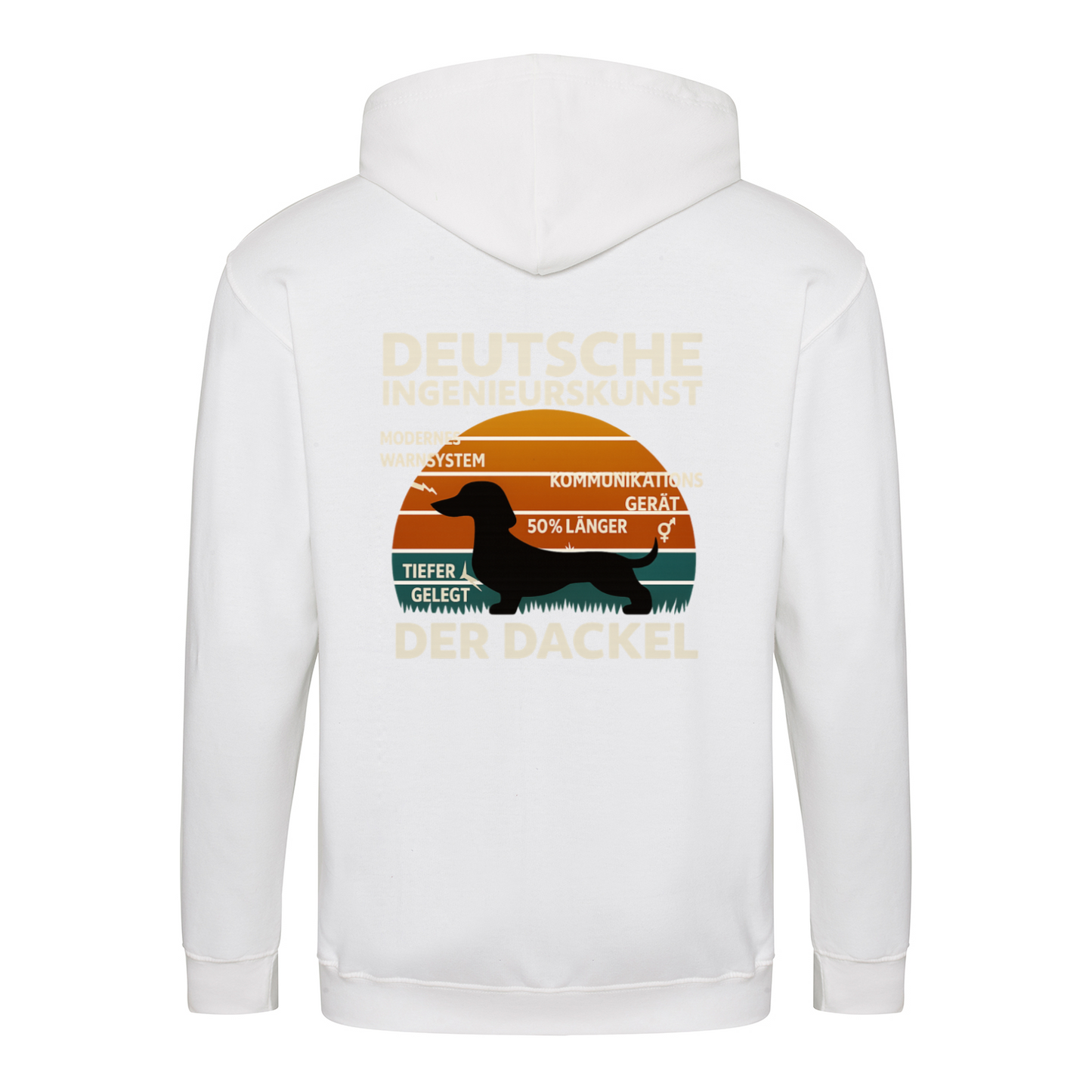 Deutsche Ingenieurskunst – Der Dackel | Satirisches Retro-Design mit Biss ZIP Hoodie