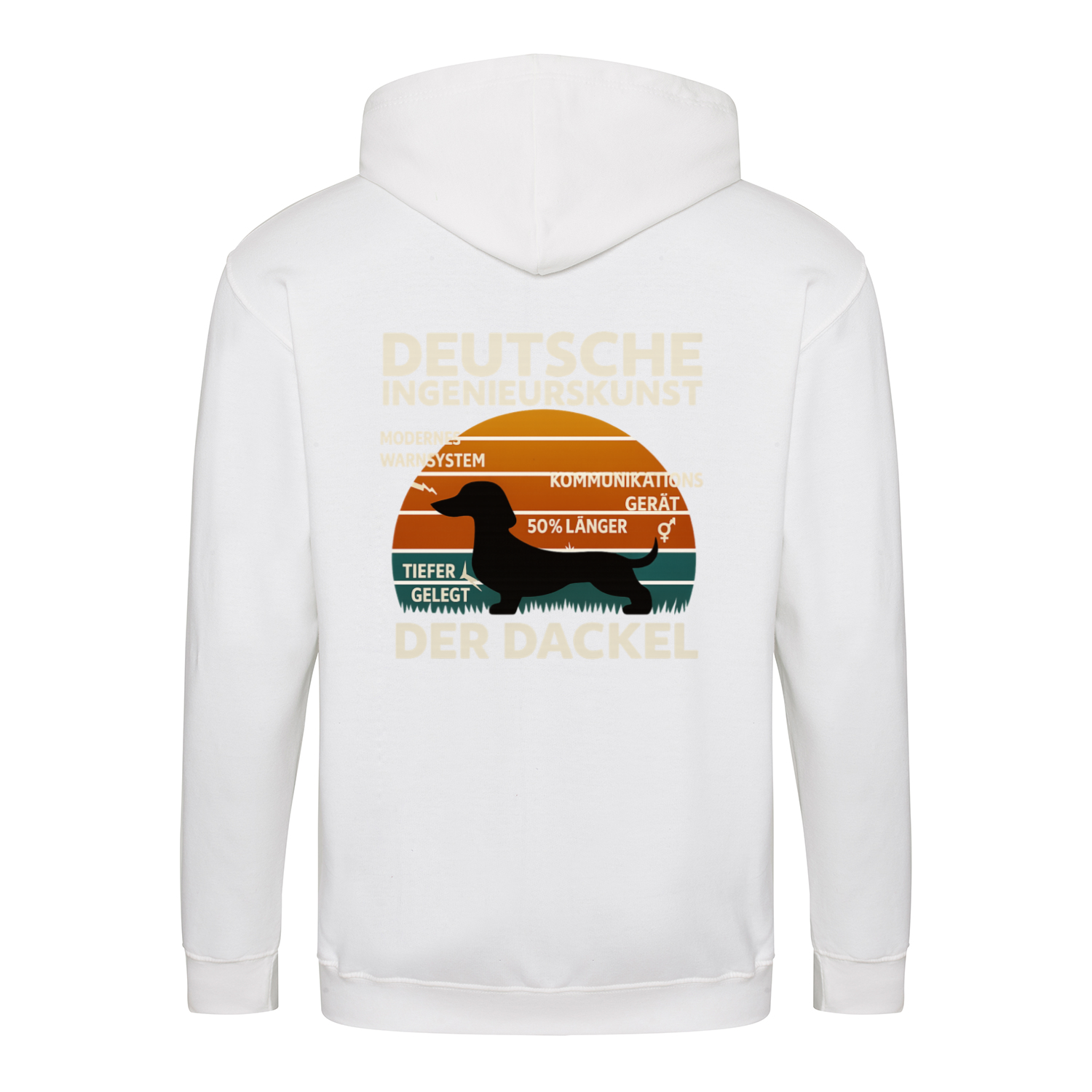 Deutsche Ingenieurskunst – Der Dackel | Satirisches Retro-Design mit Biss ZIP Hoodie