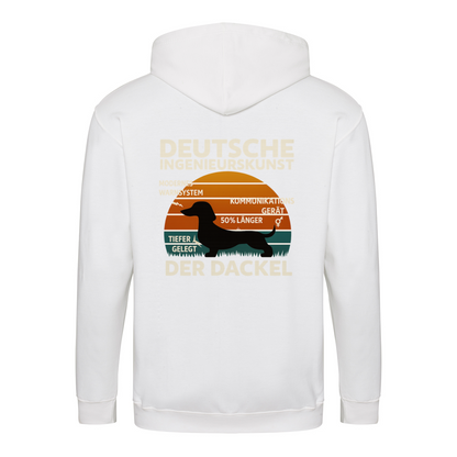 Deutsche Ingenieurskunst – Der Dackel | Satirisches Retro-Design mit Biss ZIP Hoodie
