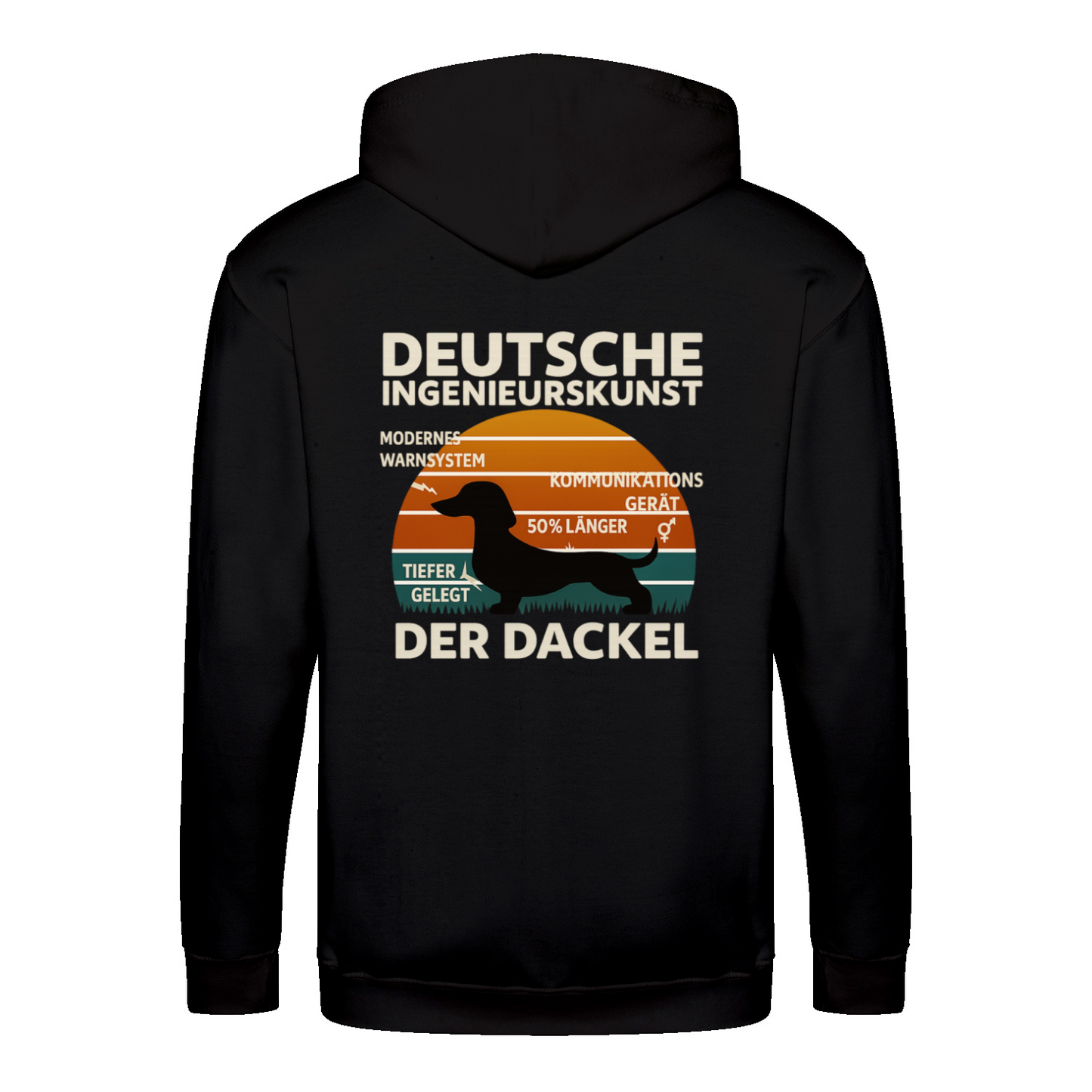 Deutsche Ingenieurskunst – Der Dackel | Satirisches Retro-Design mit Biss ZIP Hoodie