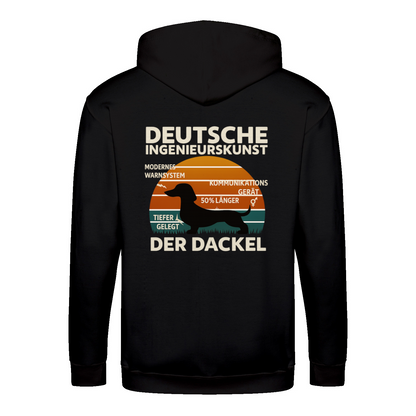 Deutsche Ingenieurskunst – Der Dackel | Satirisches Retro-Design mit Biss ZIP Hoodie