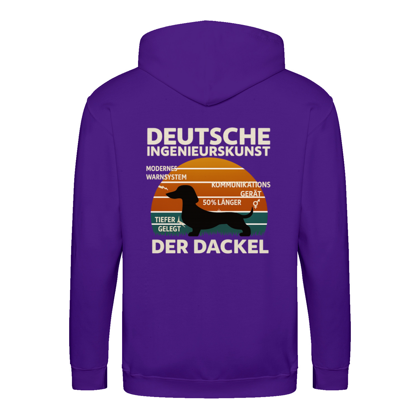 Deutsche Ingenieurskunst – Der Dackel | Satirisches Retro-Design mit Biss ZIP Hoodie