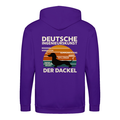 Deutsche Ingenieurskunst – Der Dackel | Satirisches Retro-Design mit Biss ZIP Hoodie