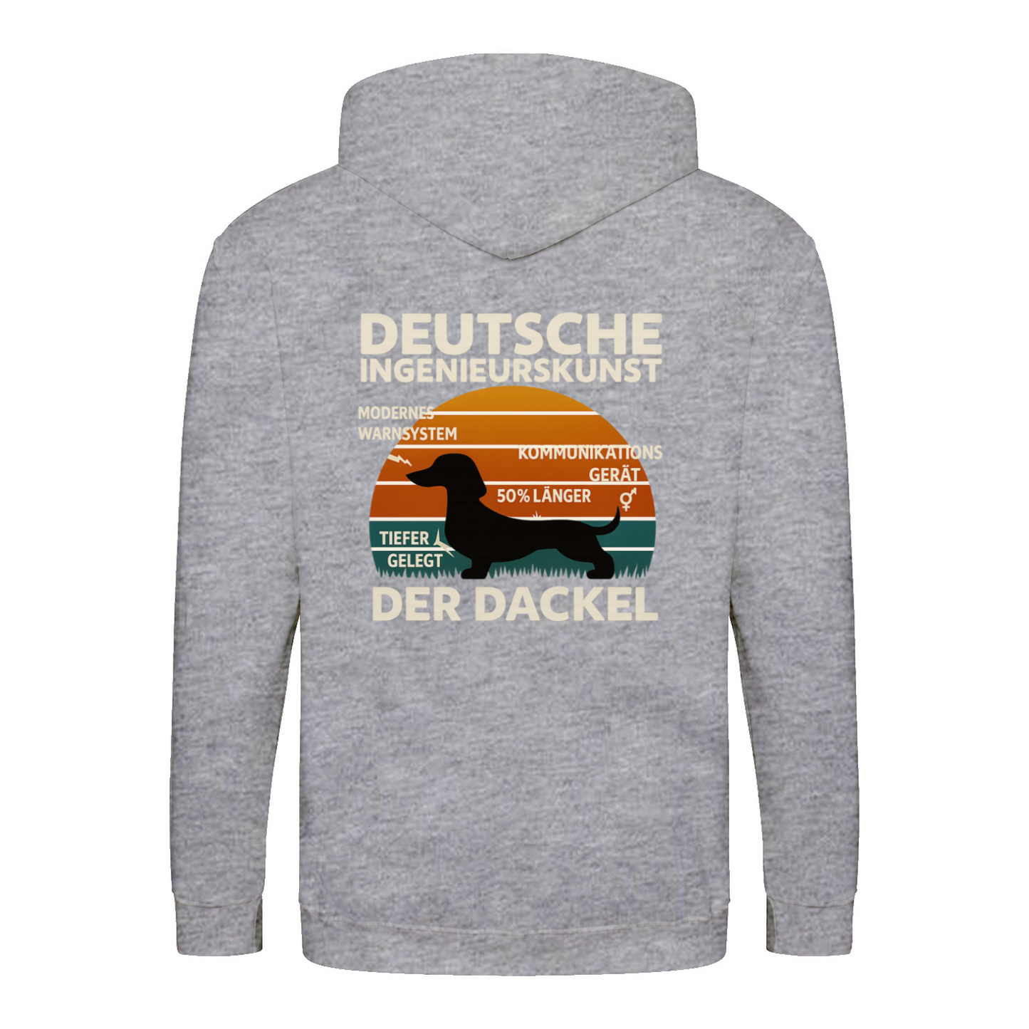 Deutsche Ingenieurskunst – Der Dackel | Satirisches Retro-Design mit Biss ZIP Hoodie