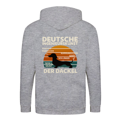 Deutsche Ingenieurskunst – Der Dackel | Satirisches Retro-Design mit Biss ZIP Hoodie