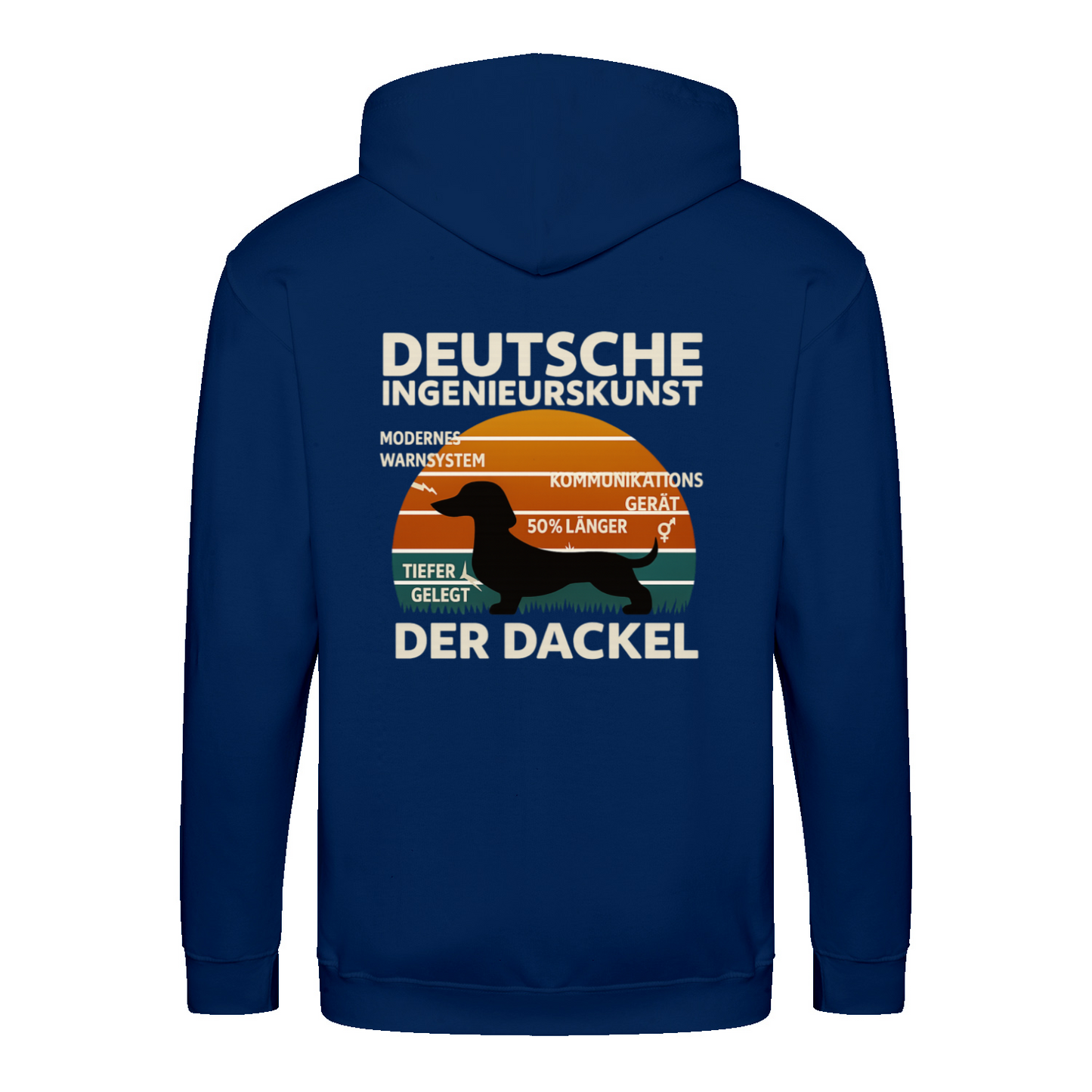 Deutsche Ingenieurskunst – Der Dackel | Satirisches Retro-Design mit Biss ZIP Hoodie