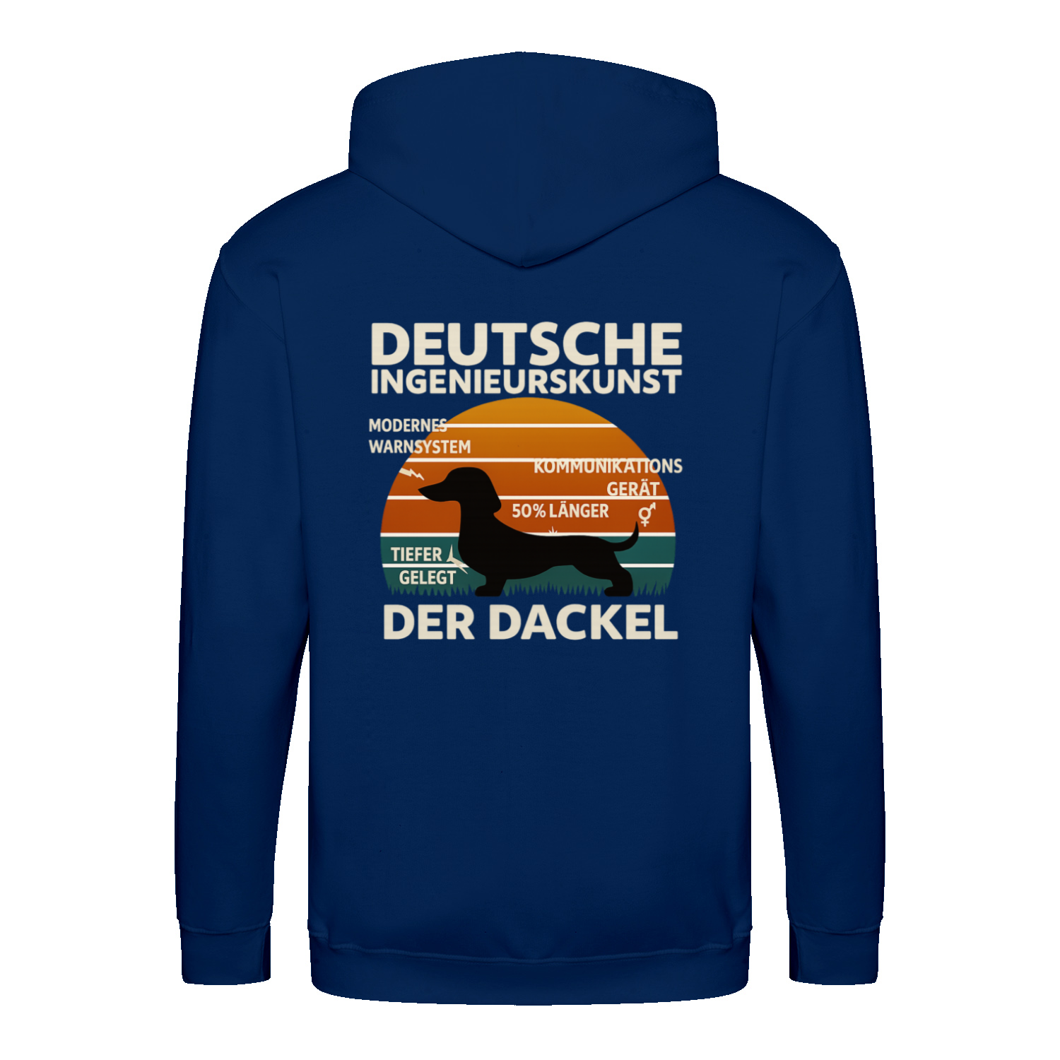 Deutsche Ingenieurskunst – Der Dackel | Satirisches Retro-Design mit Biss ZIP Hoodie