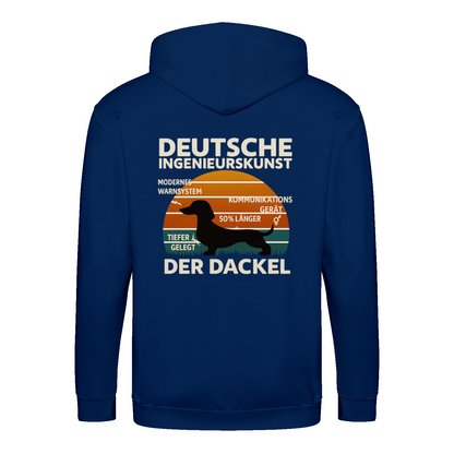 Deutsche Ingenieurskunst – Der Dackel | Satirisches Retro-Design mit Biss ZIP Hoodie