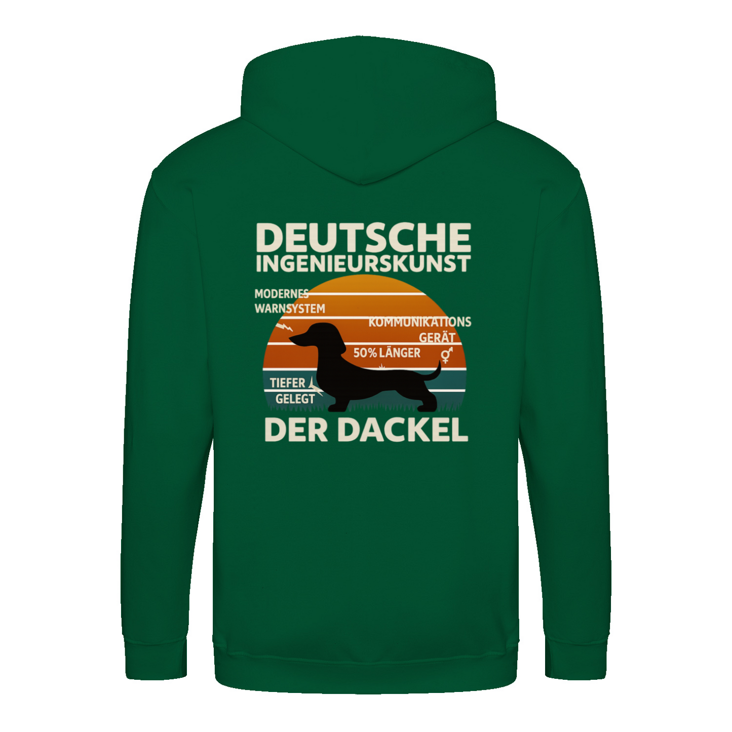 Deutsche Ingenieurskunst – Der Dackel | Satirisches Retro-Design mit Biss ZIP Hoodie