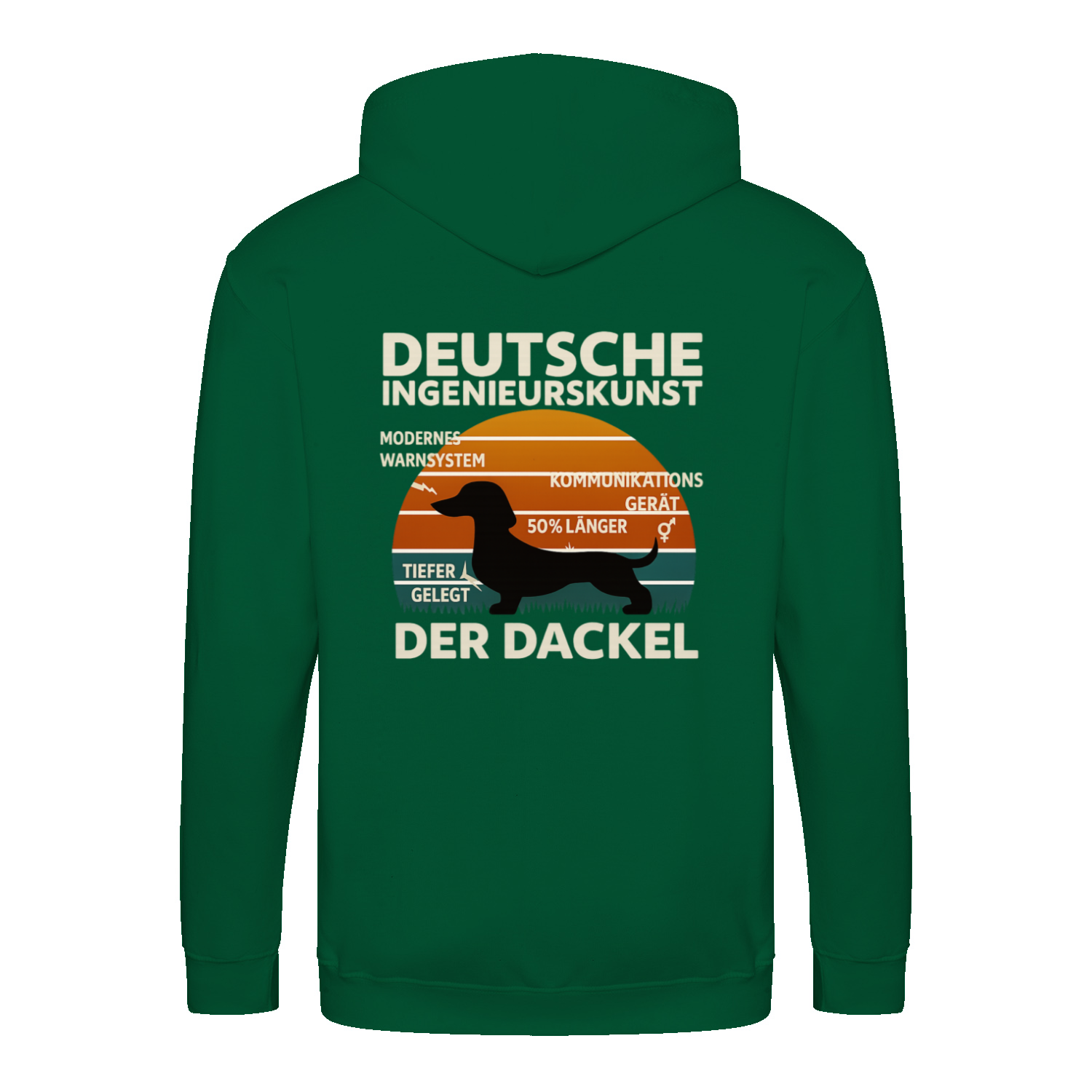 Deutsche Ingenieurskunst – Der Dackel | Satirisches Retro-Design mit Biss ZIP Hoodie