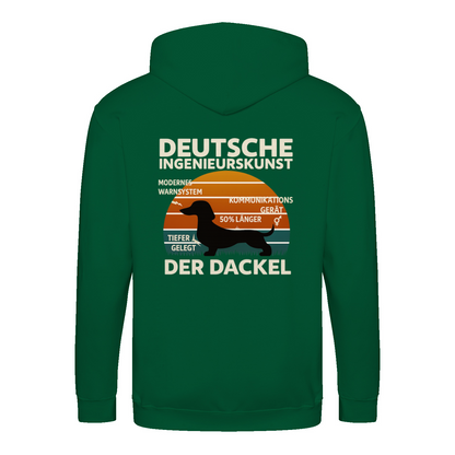 Deutsche Ingenieurskunst – Der Dackel | Satirisches Retro-Design mit Biss ZIP Hoodie