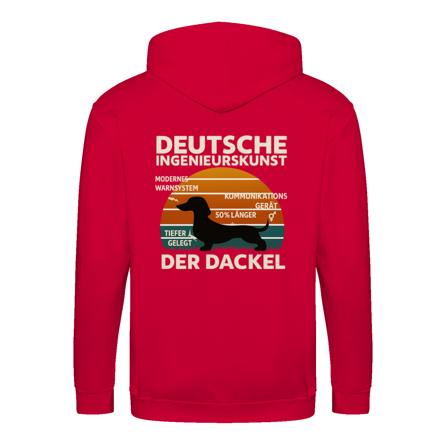 Deutsche Ingenieurskunst – Der Dackel | Satirisches Retro-Design mit Biss ZIP Hoodie