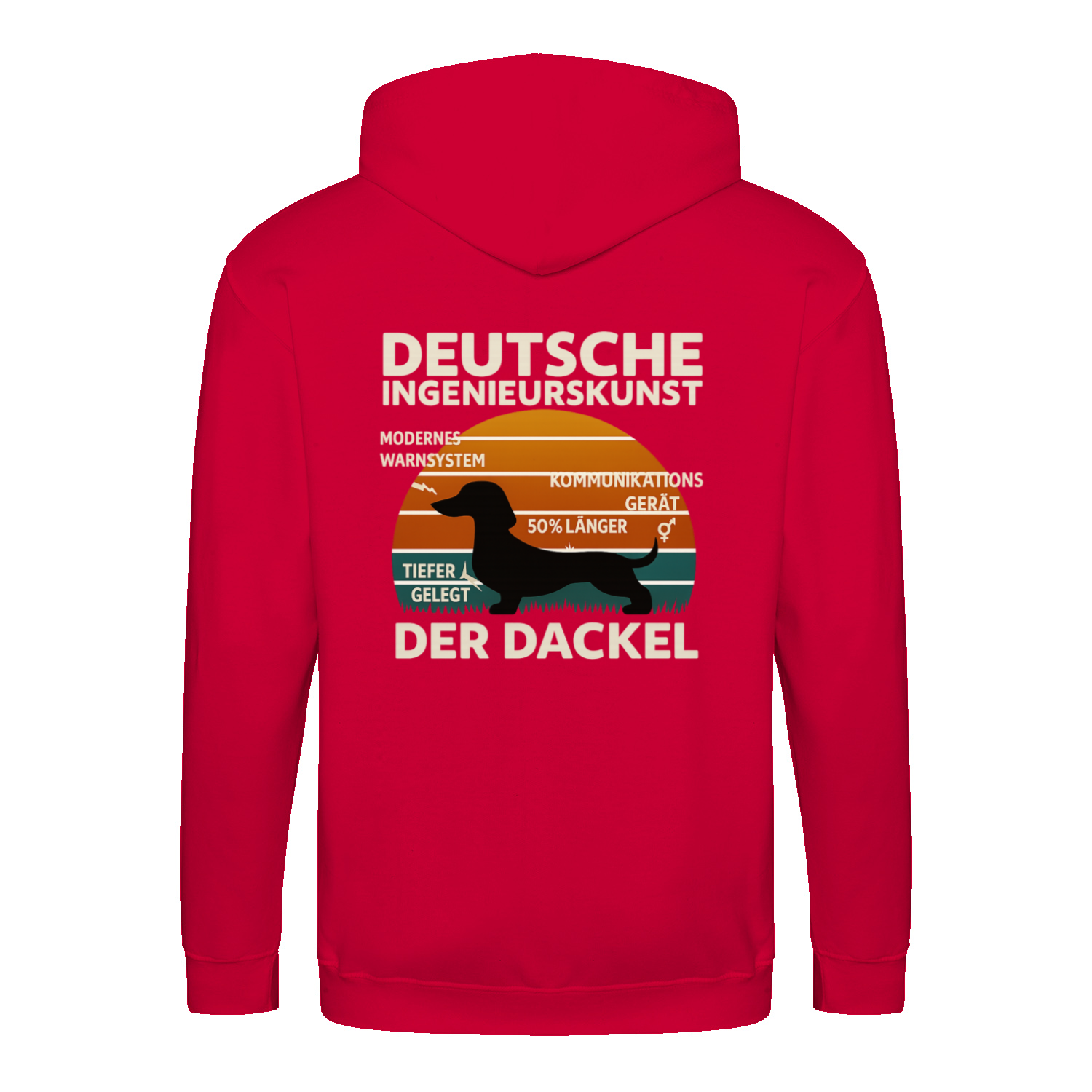 Deutsche Ingenieurskunst – Der Dackel | Satirisches Retro-Design mit Biss ZIP Hoodie