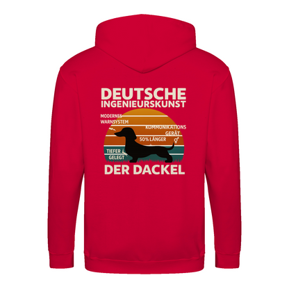 Deutsche Ingenieurskunst – Der Dackel | Satirisches Retro-Design mit Biss ZIP Hoodie