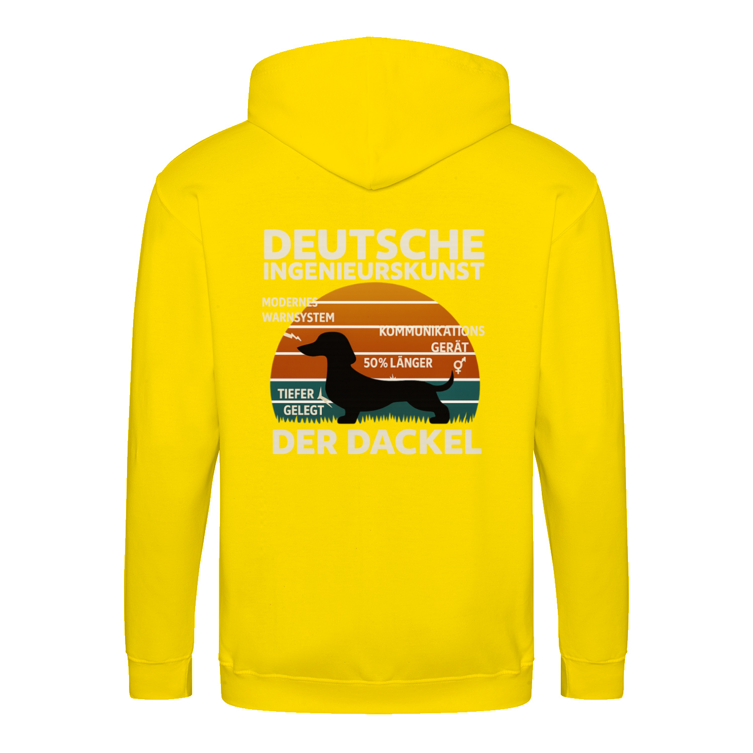 Deutsche Ingenieurskunst – Der Dackel | Satirisches Retro-Design mit Biss ZIP Hoodie