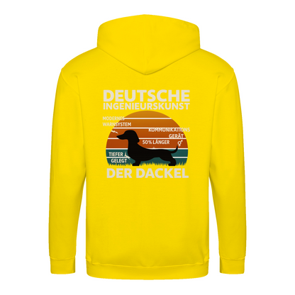 Deutsche Ingenieurskunst – Der Dackel | Satirisches Retro-Design mit Biss ZIP Hoodie