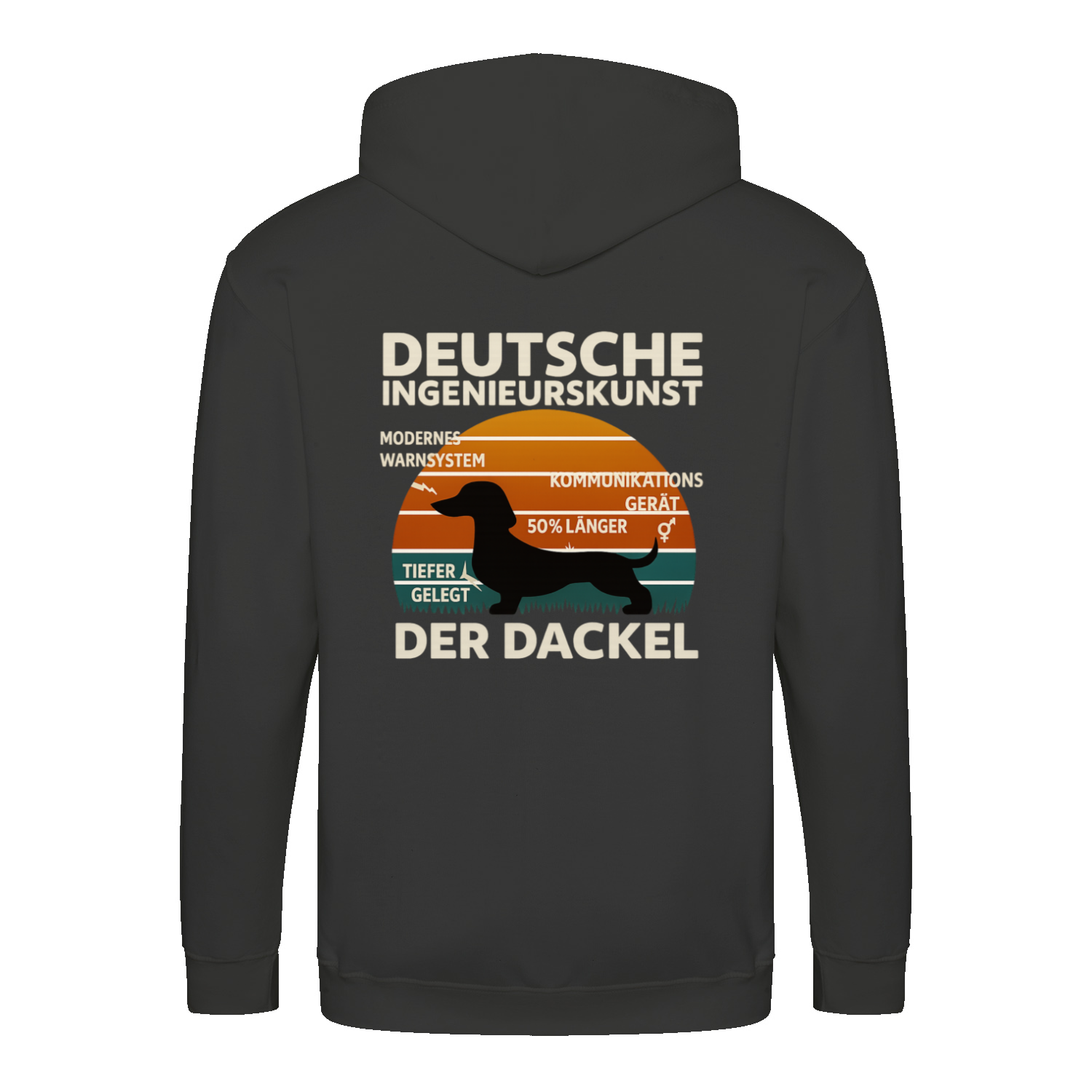 Deutsche Ingenieurskunst – Der Dackel | Satirisches Retro-Design mit Biss ZIP Hoodie