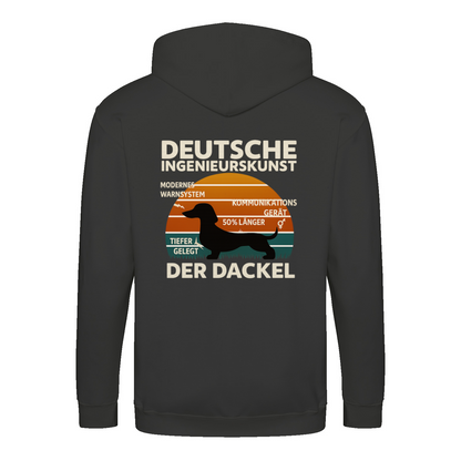 Deutsche Ingenieurskunst – Der Dackel | Satirisches Retro-Design mit Biss ZIP Hoodie