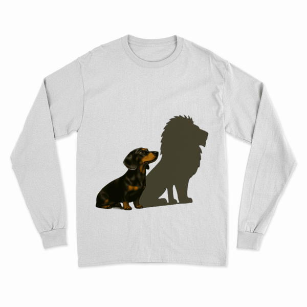 True Insights Sweatshirt Dackel mit Löwenschatten – kleine Statur, große Wirkung, satirisches Motiv