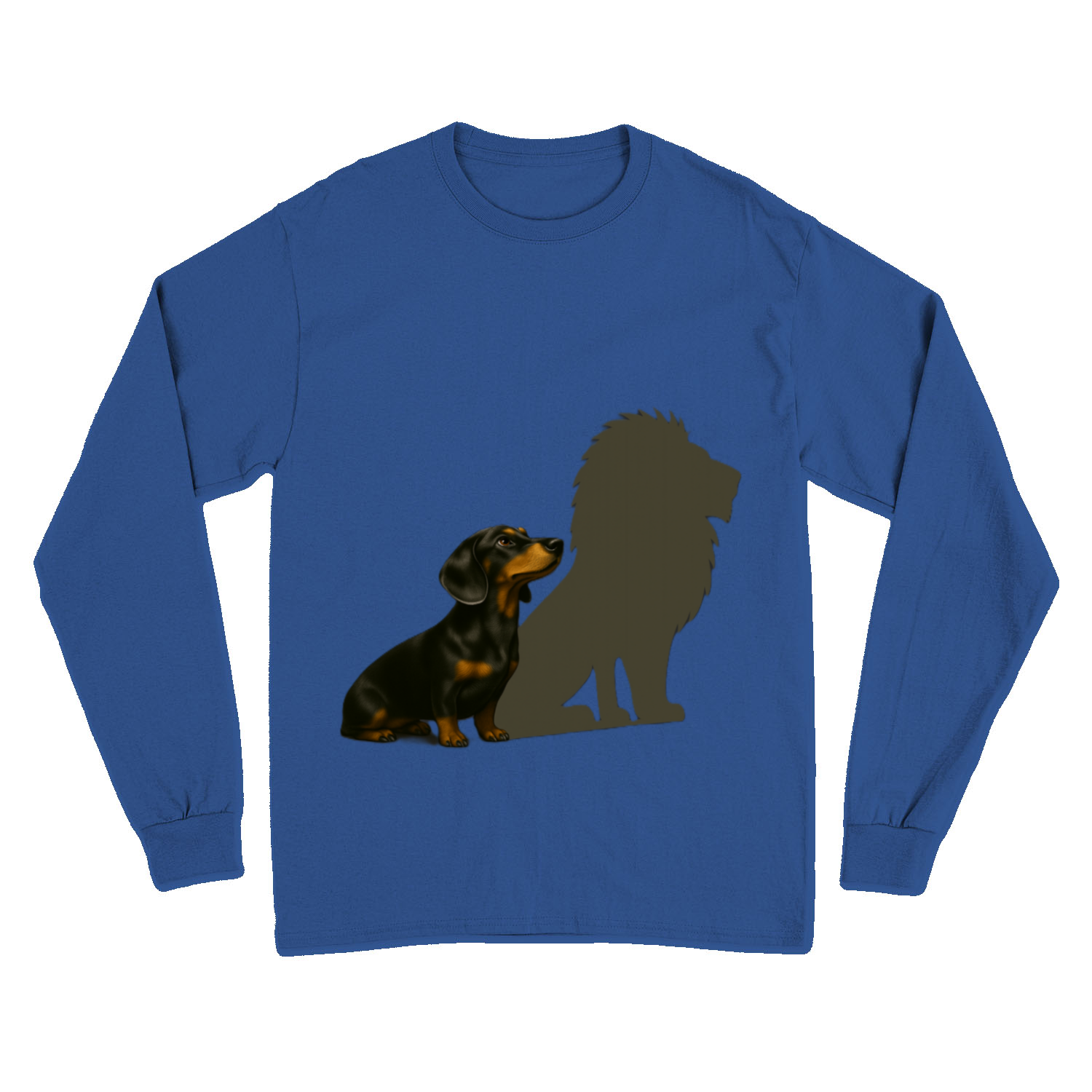 Dackel mit Löwenschatten – Sweatshirt & Hoodie | Kleine Statur. Große Wirkung.-Sweatshirt-True Insights