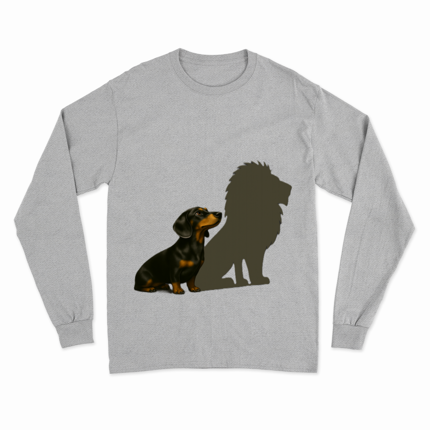 Dackel mit Löwenschatten – Sweatshirt & Hoodie | Kleine Statur. Große Wirkung.-Sweatshirt-True Insights