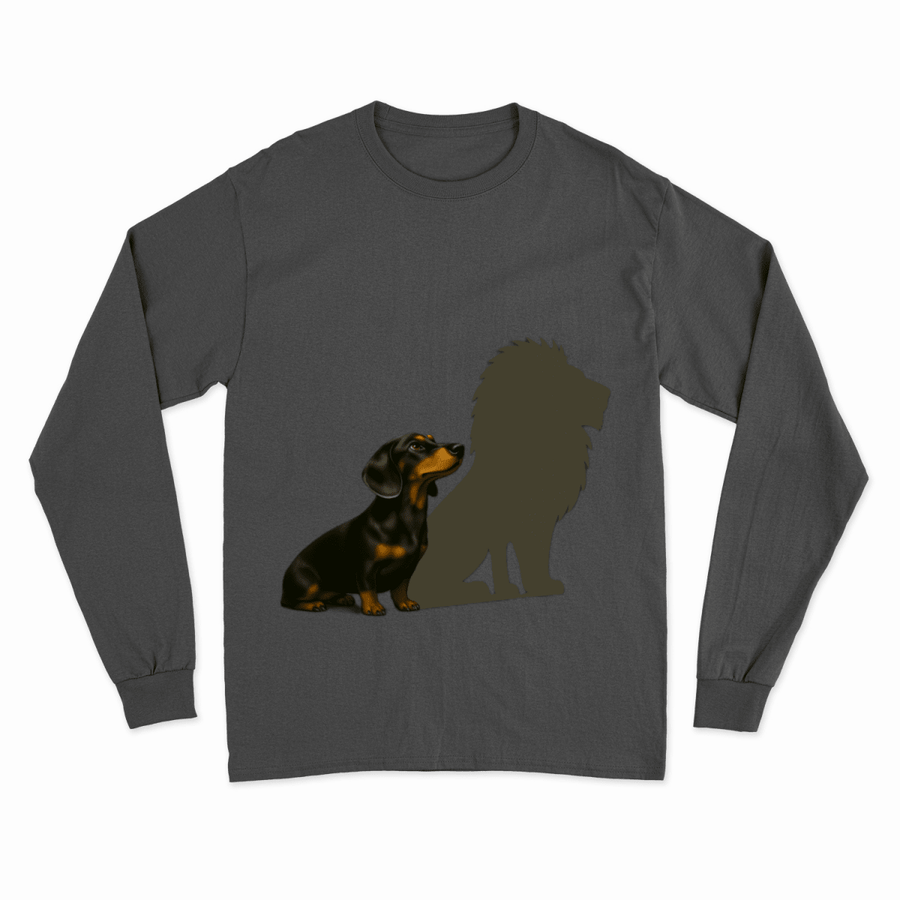 True Insights Hoodie Dackel mit Löwenschatten in Charcoal mit mutigem Löwen-Schatten-Motiv