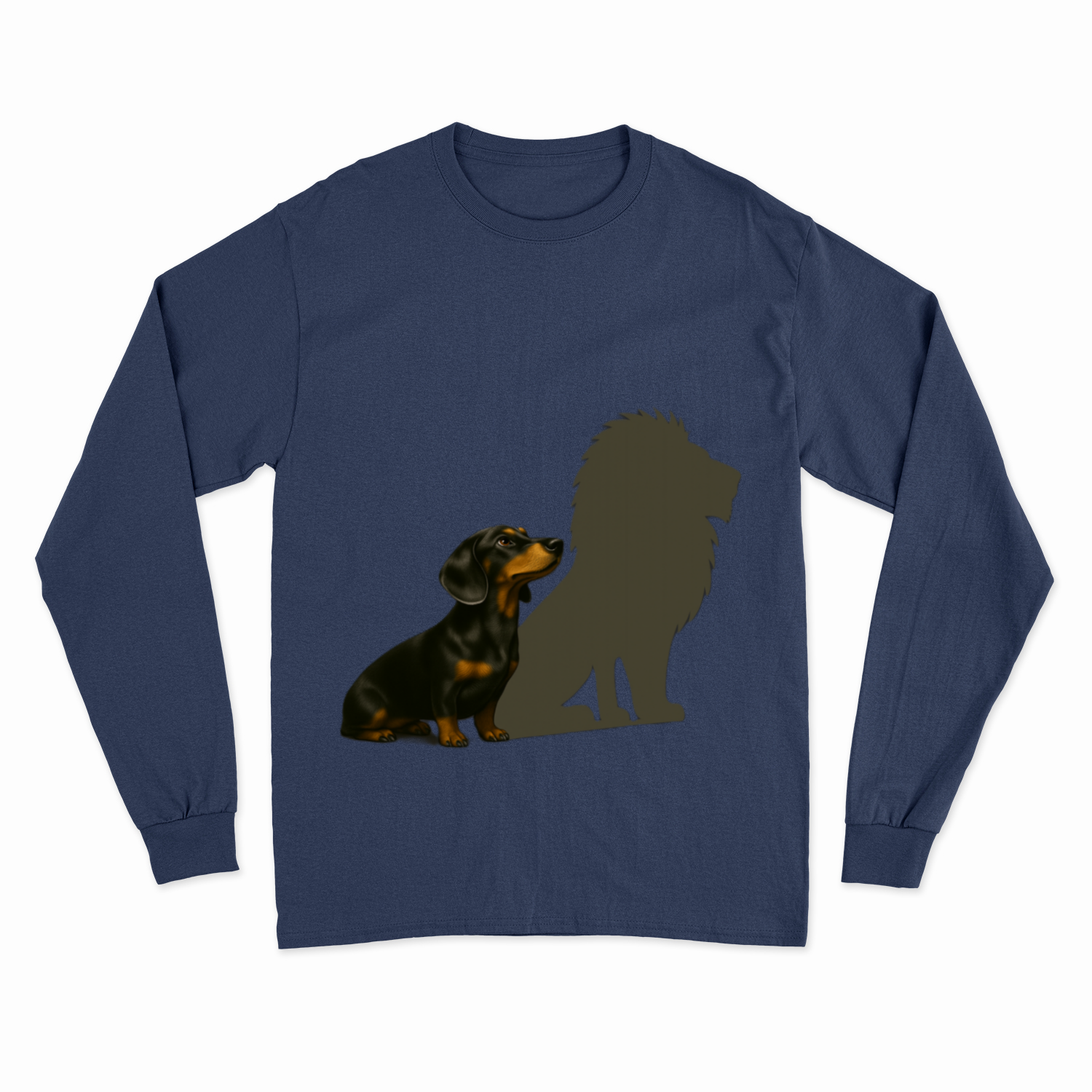 Dackel mit Löwenschatten – Sweatshirt & Hoodie | Kleine Statur. Große Wirkung.-Sweatshirt-True Insights