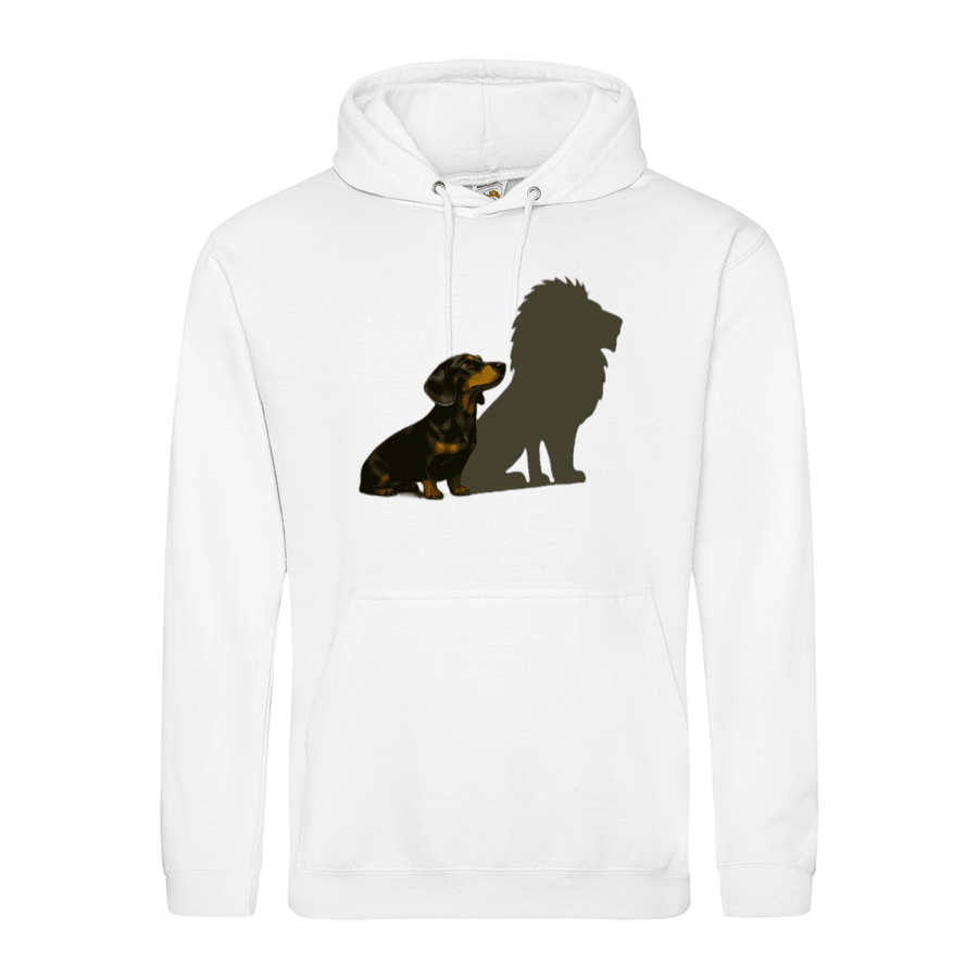 Dackel mit Löwenschatten Hoodie | Große Wirkung, ohne Worte-Hoodie-True Insights