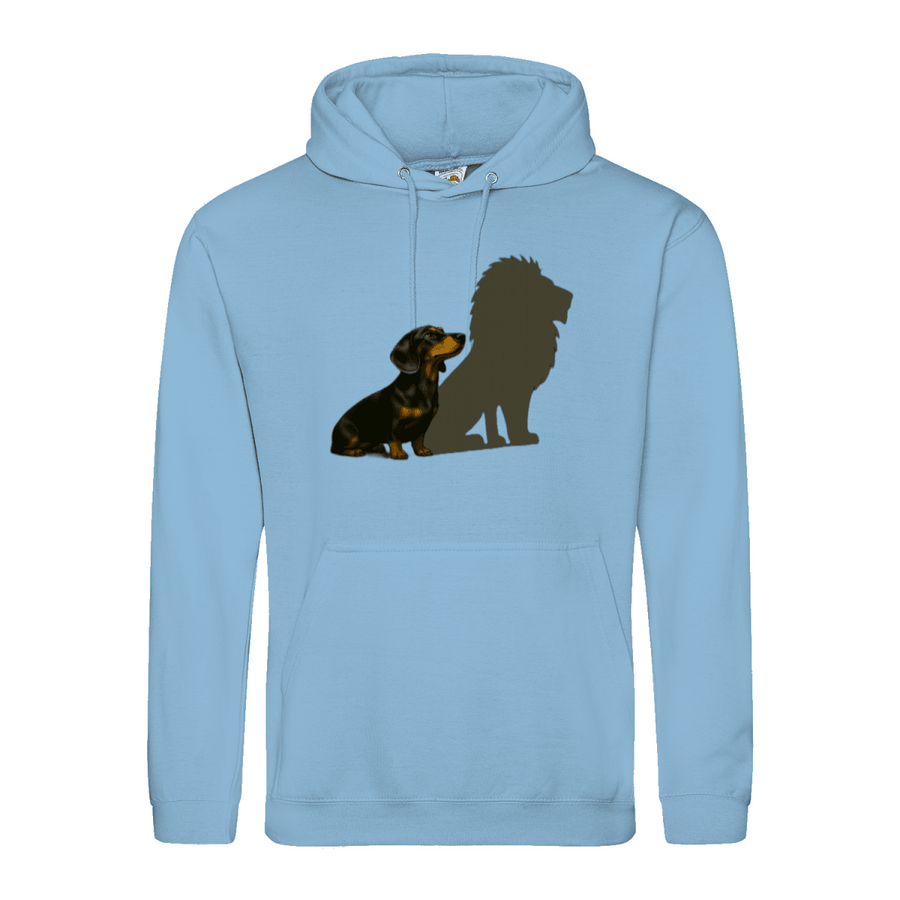 Dackel mit Löwenschatten Hoodie | Große Wirkung, ohne Worte-Hoodie-True Insights