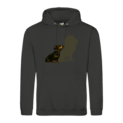 Dackel mit Löwenschatten Hoodie | Große Wirkung, ohne Worte-Hoodie-True Insights