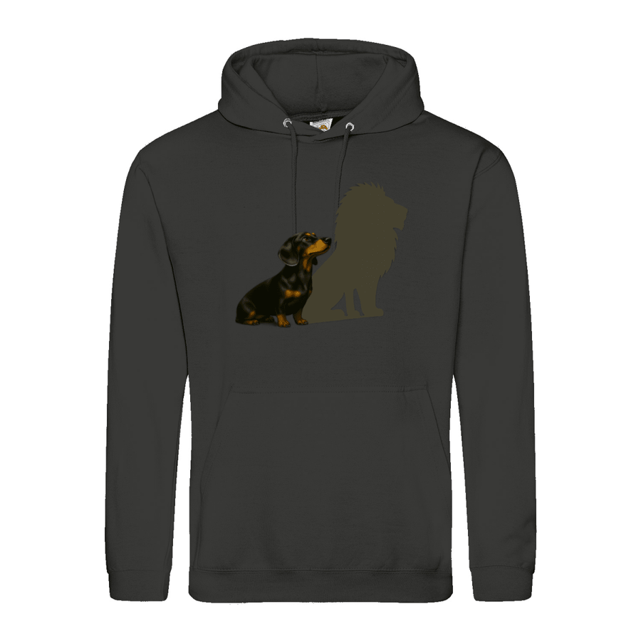 Dackel mit Löwenschatten Hoodie | Große Wirkung, ohne Worte-Hoodie-True Insights