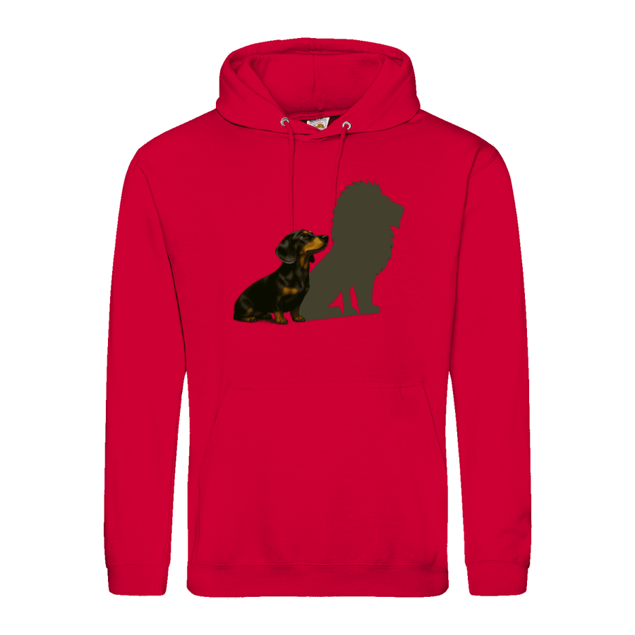 Dackel mit Löwenschatten Hoodie | Große Wirkung, ohne Worte-Hoodie-True Insights