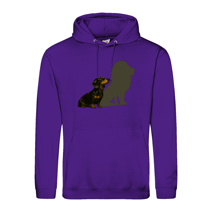 Dackel mit Löwenschatten Hoodie | Große Wirkung, ohne Worte-Hoodie-True Insights