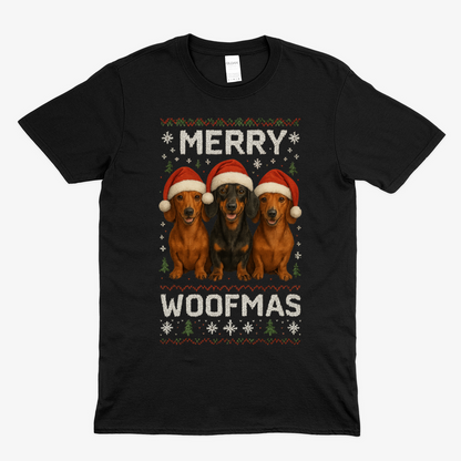 Merry Woofmas Shirt – Lustiges Dackel Weihnachtsmotiv-T-Shirt-True Insights