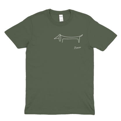 Picasso Dackel T-Shirt – Minimalistische Hundelinie mit Kultfaktor - kleines Motiv