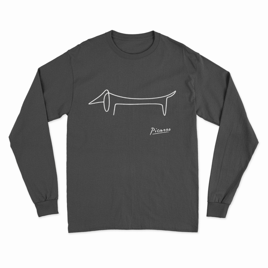 True Insights Sweatshirt Picasso Dackel minimalistische Line-Art Hundekunst in Charcoal