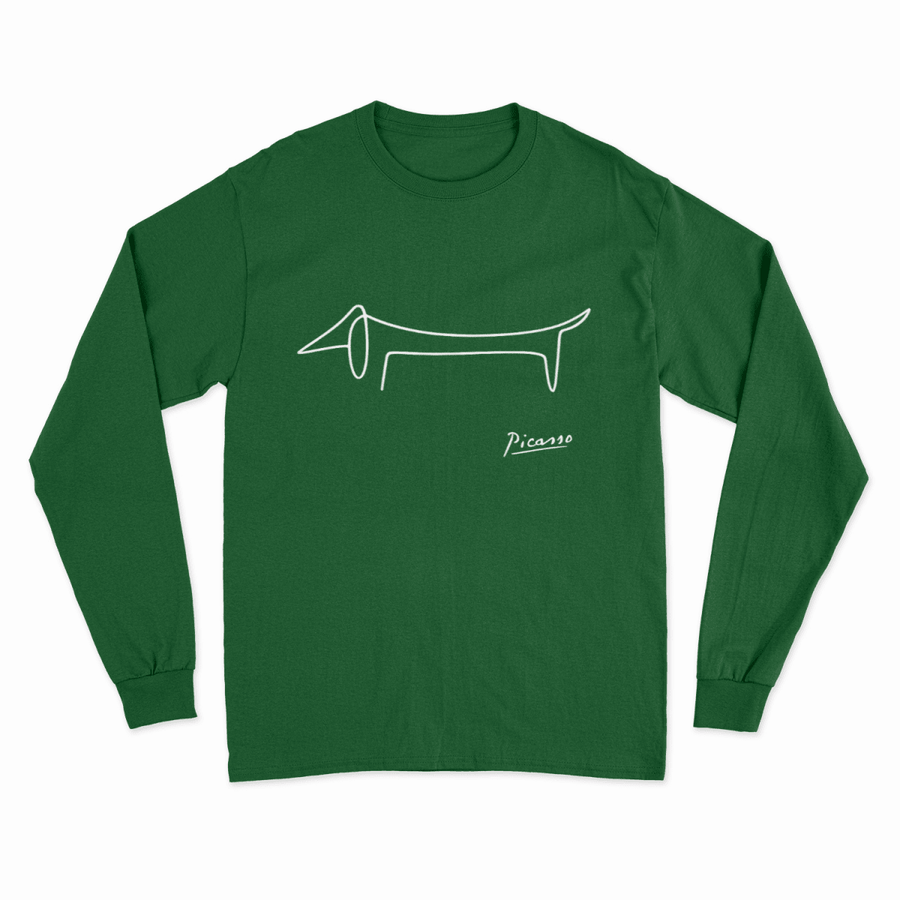 True Insights Sweatshirt Picasso Dackel minimalistische Line-Art Hundekunst in Bottle Green
