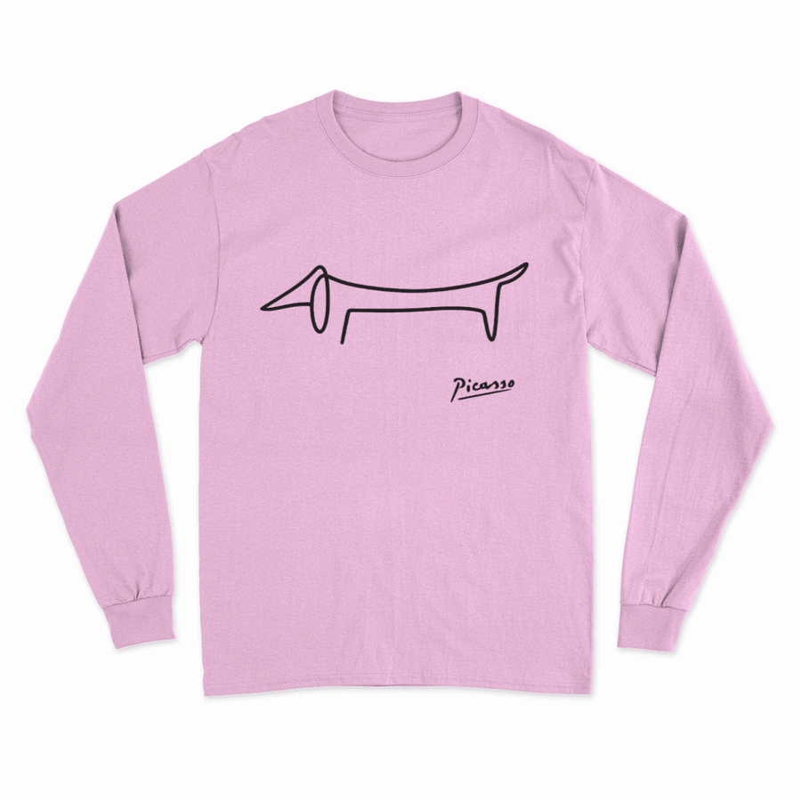 True Insights Sweatshirt Picasso Dackel minimalistische Line-Art Hundekunst in Baby Pink